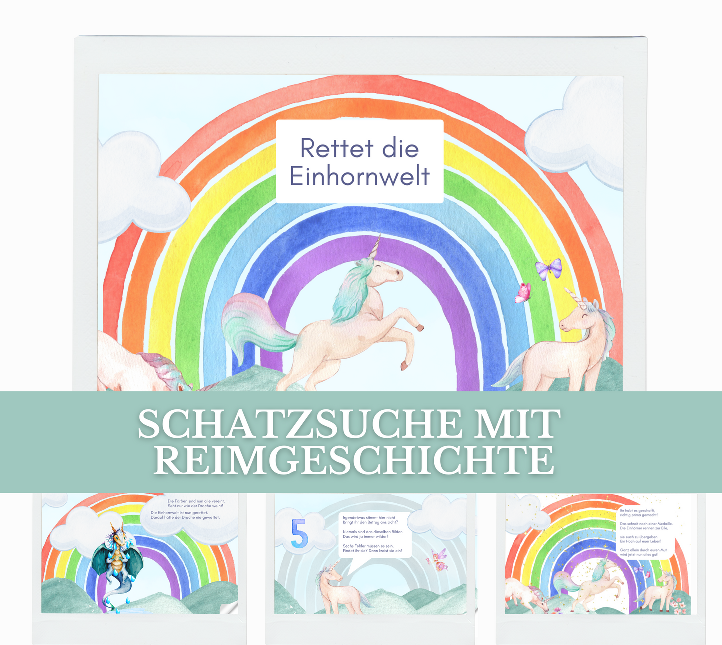 Einhorn Schatzsuche für Kinder (4-6 Jahre) zum Ausdrucken