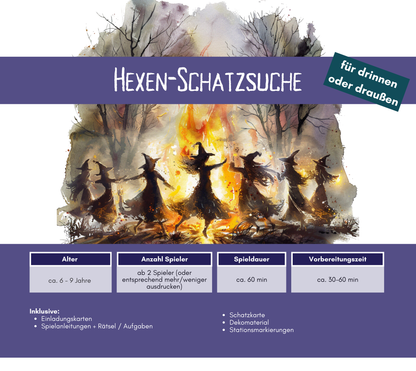 Hexen Schatzsuche für Kinder (6-9 Jahre) zum Ausdrucken